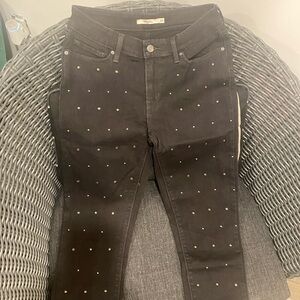 Trendy Black Studded Skinny Jeans